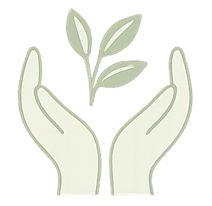 Händer som omfamnar blad