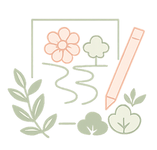 Trädgårdsskiss med penna